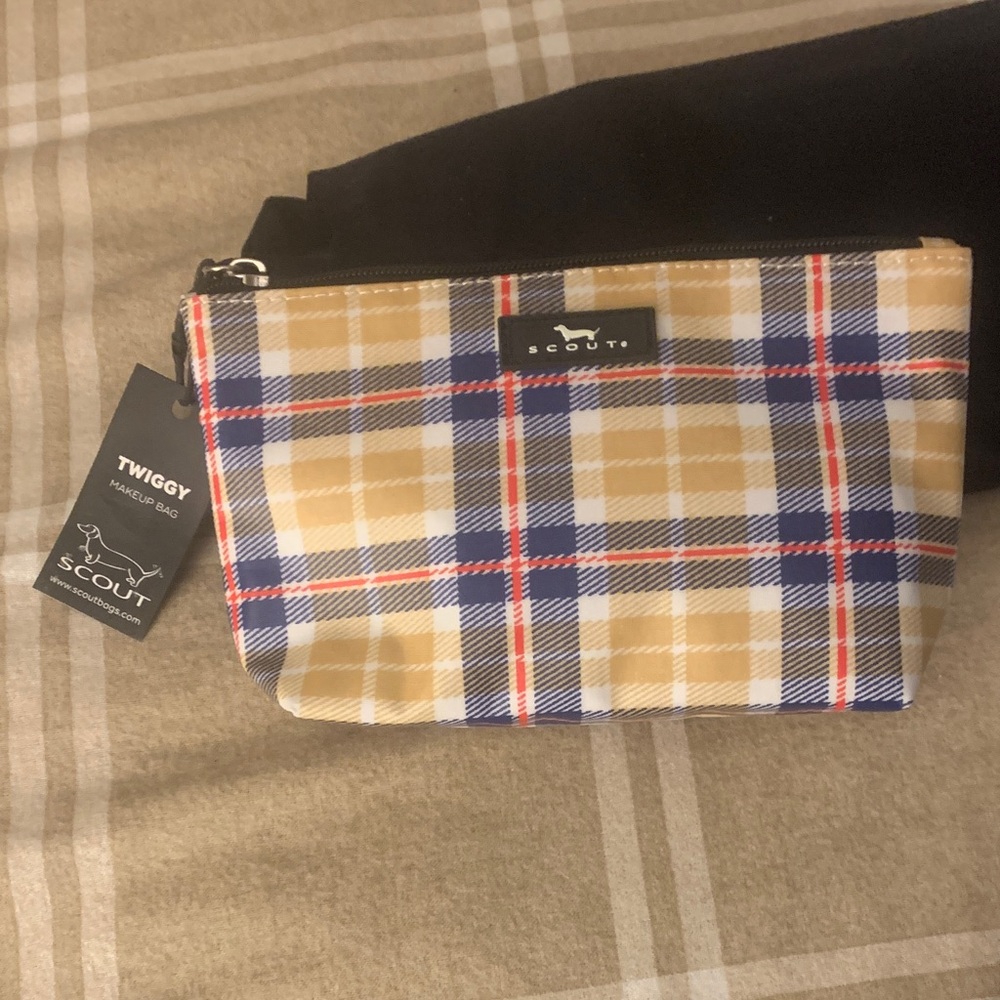 Scout Plaid Toiletry Bag - Tan, Blue, and Red
